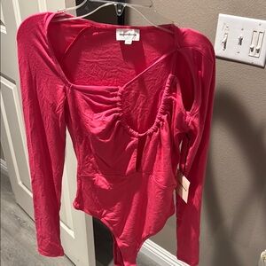 Superdown Women's Pink Long Sleeve Bodysuit